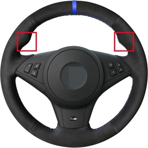 Black Suede Hand-Stitched Comfortable Soft Car Steering Wheel Cover For BMW E60 E63 E64 Cabrio M6 2005 2006 2007 2008 2009 2010