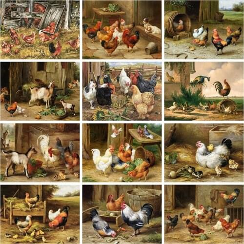 Evershine 5D DIY Diamond Painting Chicken Cross Stitch Kit Diamond Embroidery Animal Mosaic Rhinestones Pictures Home Decor