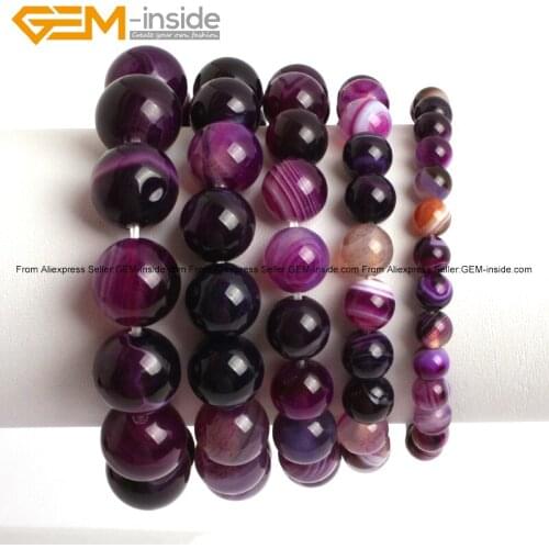Purple Sardonyx Onyx Agates Elastic Energy Jewelry Fashion Bracelets 6-14mm 7inch Length FreeShipping Wholesale Gem-inside