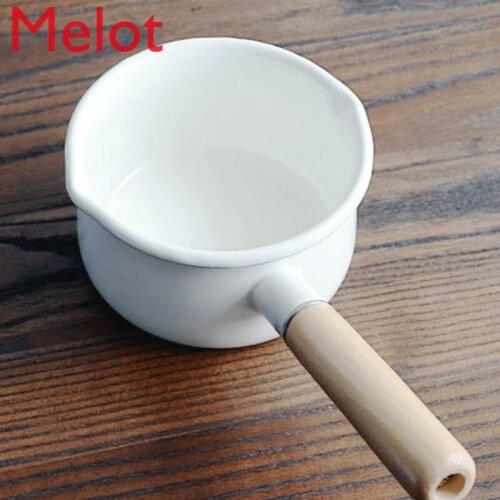 Thick Curling Enamel Milk Pot Single Handle Enamel Food Supplement Soup Pot Cute Soup Pot Induction Cooker Universal