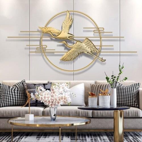 Chinese Wrought Iron Crane Wall Mural Decoration Lobby Store Porch Wall Hanging Crafts Home Livingroom Wall Sticker Accessories