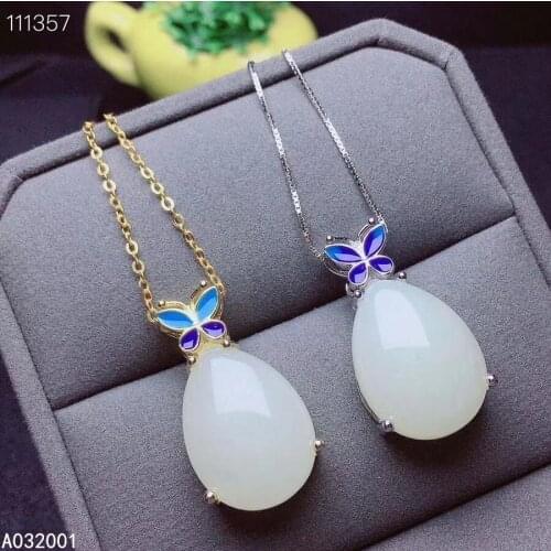 KJJEAXCMY fine jewelry natural white jade 925 sterling silver new women pendant necklace support test luxury lovely