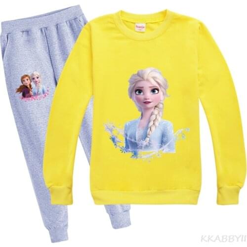 Frozen Girl Clothes Sets Spring Autumn Pullover Tops + Pants Outfits Casual Childs Tracksuit