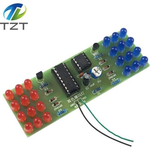 Red Blue Double Color Flashing Lights DIY Kit Strobe NE555 + CD4017 Electronic Practice Learning Kits Suite Parts Gift