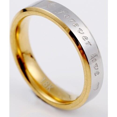 KSRA Korean Stainless Steel Rings For Women Men Forever Love Couples Gold Ring Statement Jewelry Girlfriend Gift