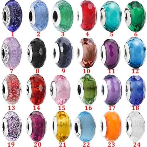 Hot selling ladies jewellery glass beads suitable for original Pandora DIY designer feminine charm sterling silver beads beaded