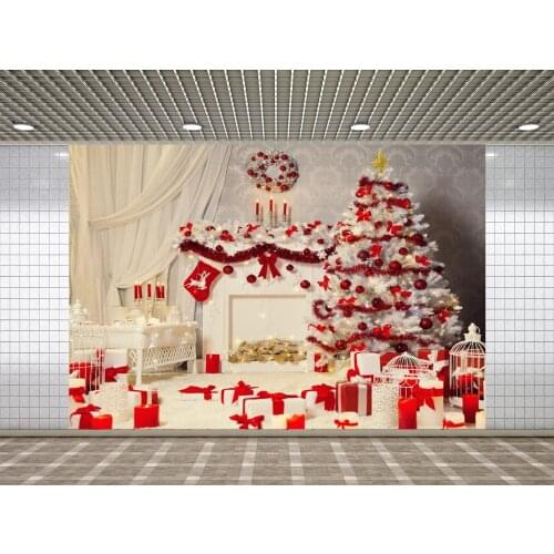 Lyavshi red christmas tree fireplace backdrop Newborn Photography Backdrop for picture Photo Studio backgrounds props