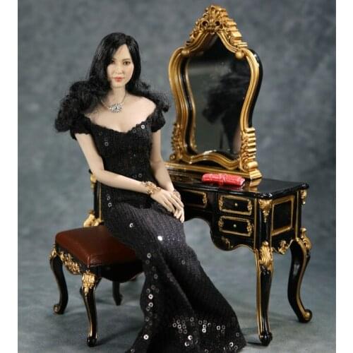 Mnotht 1/6 Female Clothes Black Fishtail Maxi Dress With handbag Model for 12in Phicen Tbleague JIAOUL Woman Action Figure Body