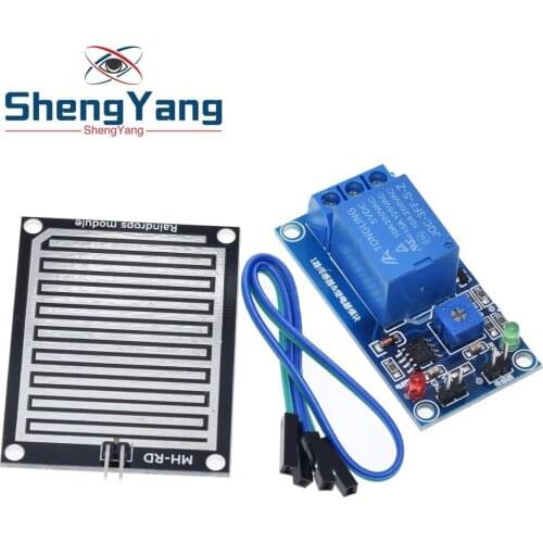 Rain water sensor module + DC 5V 12V Relay Control Module Rain Sensor Water Raindrops Detection Module for Arduino robot kit