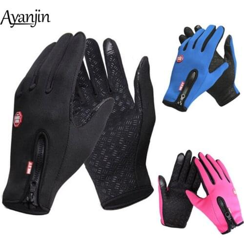 New Cycling Gloves for Men and Women Fleece Windproof Warm Touch Screen Gloves Outdoor Mountaineering Ski Cycling Zipper Gloves