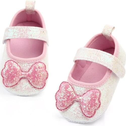 Baby Girl Shoes Solid Color Sequins Bowknot Anti Slip Flat Princess Shoes Prewalker Sneakers Baby First Walkers Shoes For Girls