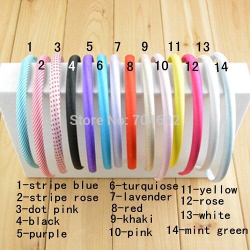 Wholesale 10mm Satin solid Headbands Girls hair band kids' hair accessories 300pcs/lot H023