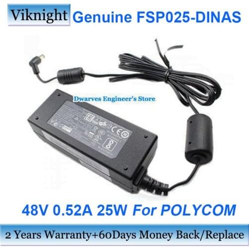 Genuine FSP025-DINAS 48V 0.52A 25W AC Adapter Charger For POLYCOM Video Conference System Power Supply 5.5 x 2.5mm