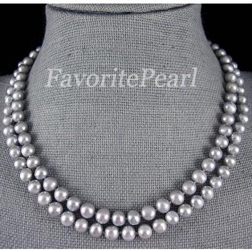 Favorite Pearl Necklace Gray Color AA8-9MM Round Freshwater Pearl 100cm Long Necklace Birthday Party Jewelry Charming Women Gift