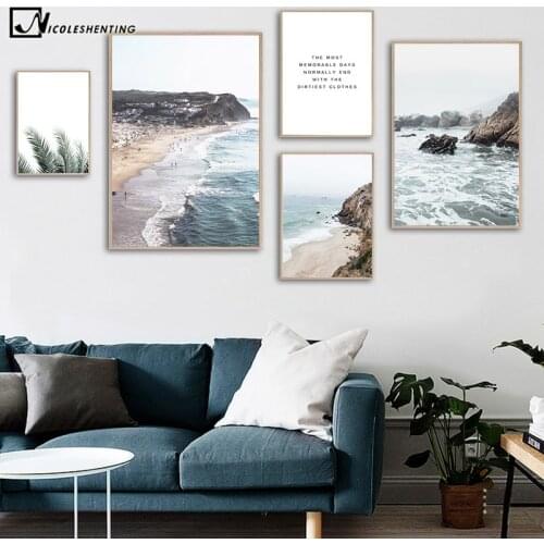 Landscape Wall Art Picture Tropical Sea Beach Nordic Poster Coastal Ocean Nature Seascape Canvas Print Painting Room Decoration