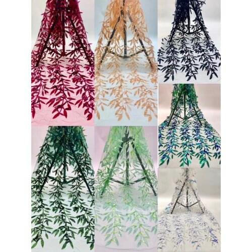 Foliage-shaped Sequin dress performance clothing wedding home visit suit fabric width 130cm