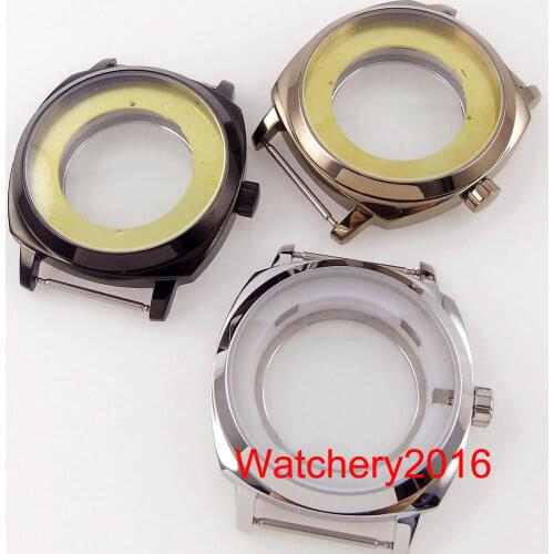 Fit 24 Jewels NH35/NH36 MIYOTA Auto Movement 42mm Silver/Black/Rose Gold Plated Watch Case Glass Back Replace Case New Gifts