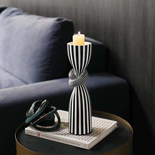 Modern Black And White Stripe Knot Resin Art Crafts Ornaments Creative Home Living Room Sofa Warm Zebra Texture Candle Holder