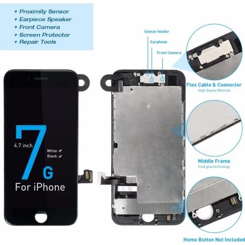 Full Assembly For iPhone 7 7G LCD Display Pantalla New Screen Replacement Parts Support 3D TouchComplete LCD Grade AAA100% Test