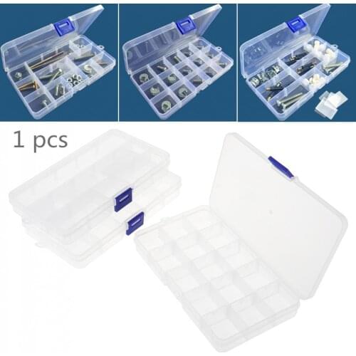 15 Grid Adjustable Transparent Plastic Jewelry Ring Earrings Box CaseDetachable Hardware Tool Box Assortment Box with Lid