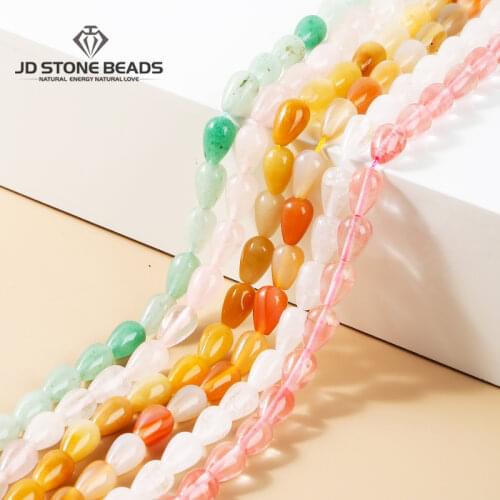 Natural loose beads drop-shape bracelet natural chalcedony gemstone beads for jewelry making JD Stone Beads Free Shipping