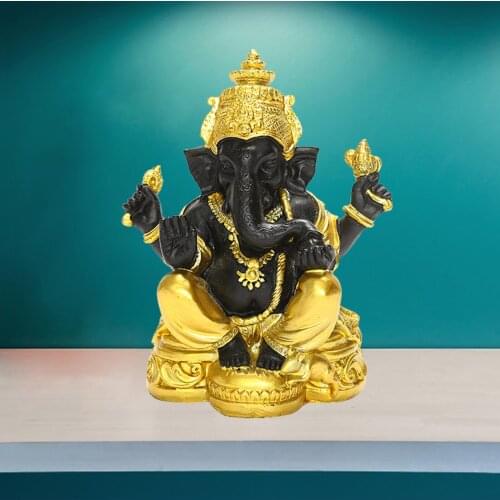 Lord Ganesha Figurine Elephant God of Success Buddha Statue Living Room Office Decorative Sculpture Crafts for Car Dashboard