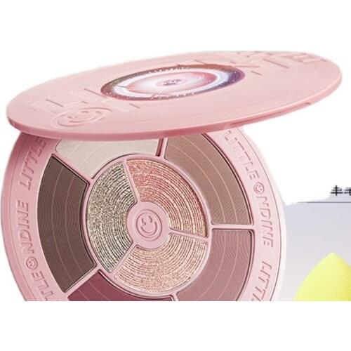 TT Little Aoting Vinyl/Pink Capsule Record Eye Shadow Plate Earth Color Pink Purple Shimmer Matte Makeup