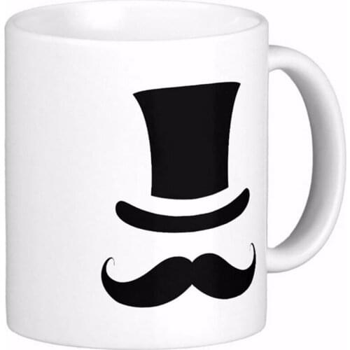 Mustache Moustache Top Hat Two Tone White Coffee Mugs Tea Mug Customize Gift By LVSURE Ceramic Mug Travel Coffee Mugs