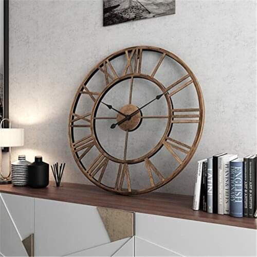 Vintage Decorative Large Wall Clock 3D DIY Metal Clock Roman Numerals Watch