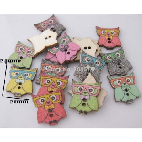WB0205 Owl wood button mix 240pcs 24mm*21mm 2 hole sewing buttons for garment