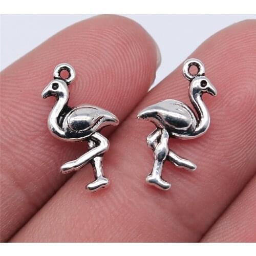 WYSIWYG 20pcs 16x8mm Antique Silver Color Flamingo Charms Pendant For Jewelry Making DIY Jewelry Findings