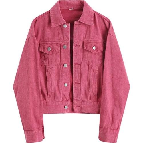Spring Autumn 2021 Korean Single-breasted Batwing Sleeve Women Short Denim Jacket Women Long Sleeve Casual Jeans Jacket Fashion