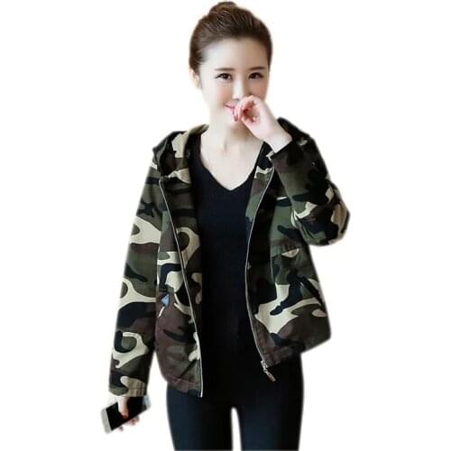 2021 New Spring Autumn Long Sleeve Camouflage Jacket Women Casual Loose Hooded Baseball uniform Coat Female Outerwear Tops
