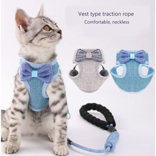 Bowknot vest-style cat rope, anti-breakaway adjustable cat traction rope, chest-back cat rope