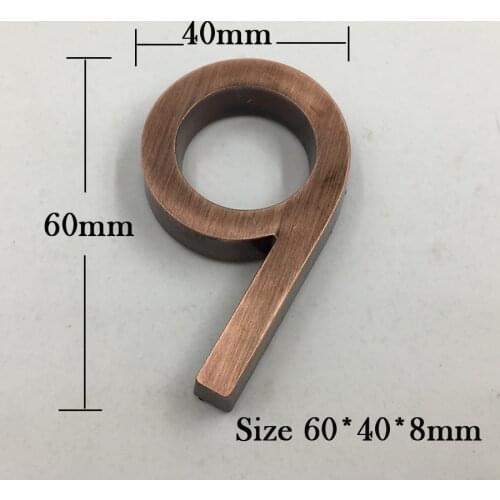 1PC Bronze Color House Numbers 60*40*8mm Hotel Home Door ABS Plating Number Digits Sticker Plate Signs Address Plaque Hot Sale