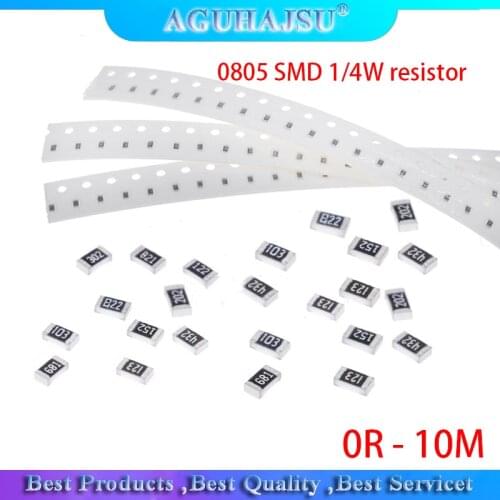 100Pcs 0805 SMD 1/4W resistor 0R - 10M 0 ohm 10R 100R 220R 330R 470R 1K 4.7K 10K 47K 100K 0 10 100 330 470 ohm