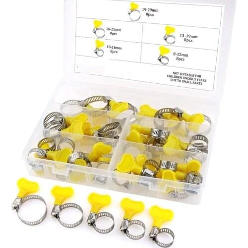 40 Piece 8-29mm Key-Type Adjustable Hose Clamp Assortment Kit