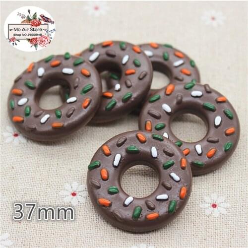 5PCS 37mm big donut Resin Flat back Cabochon Miniature food Art Supply Decoration Charm Craft