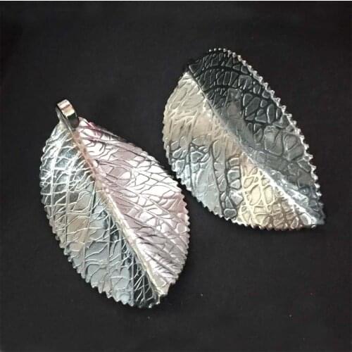 5pcs/lot 25x41mm Silver Stainless Steel Earrings pendant Connectors leaf Charms DIY Jewelry Making Findings Accessories