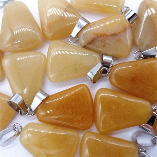 50Pcs 23x17x6mm Wholesale Natural Yellow Aventurine Trapezoidal Pendant Bead DIY Jewelry Accessories Earrings S536
