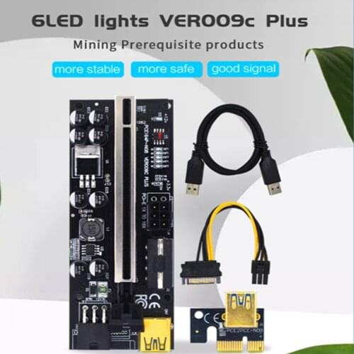 6 LED lights VER009S Plus PCIE Riser 009S Plus Graphics Card Extension Cable Riser for Video Card PCI E 16x Riser