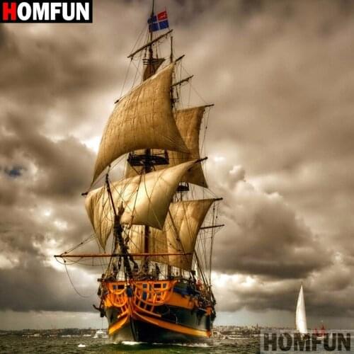 HOMFUN Diamond Painting Cross Stitch Pattern 5D Diamond Embroidery "Boat scenery" Home Decor DIY diamond Art A27346