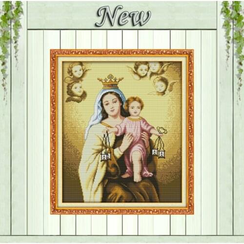 Holy mother & son(1),11CT Counted printed on Canvas DMC 14CT Cross Stitch Embroidery kit,Needlework Set,Jesus Christian painting