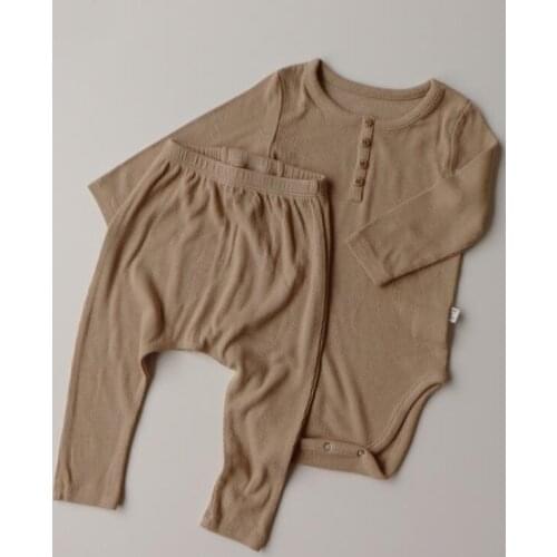 2021 Korea style boys girls 2 pcs set romper+ long pants autumn cotton kids suit 6-24 month WS764
