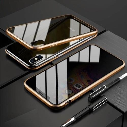 Applicable for Iphone 12promax Mini Anti Peek Double Sided Magneto Case Metal Frame for IPhone 11 8 7 Magnetic Protection Cover