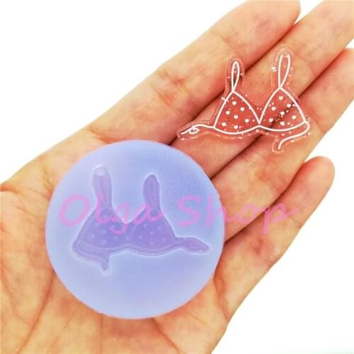 FYL761 Kawaii Bikini Silicone Mold for Resin Art Jewelry Earrings Necklace Pendant Making Fondant Decorating DIY 35.3mm x 27.4mm