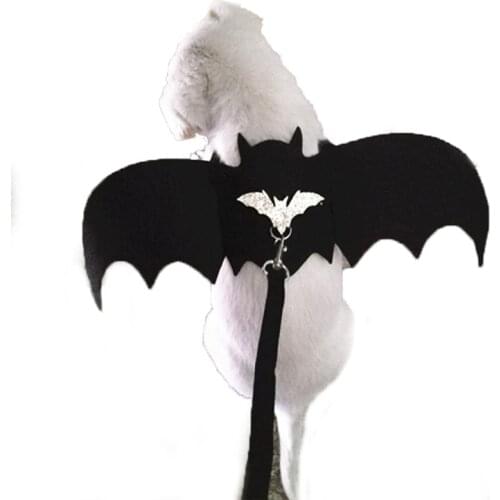 Halloween Devil Wings Pet Cat Costumes Clothes Puppy Small Dog Harness Leash Set Cat Bat Wings Vampire Fancy Rabbit Supplies