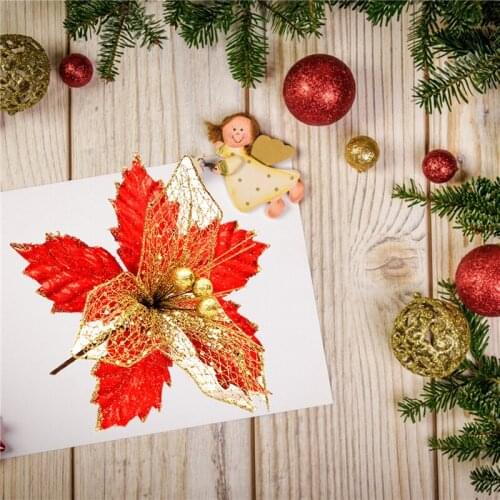 DIY Artificial Christmas Flowers Wedding Simulation Flowers Christmas Tree Ornaments Decoration New Year Large Flower Wedding