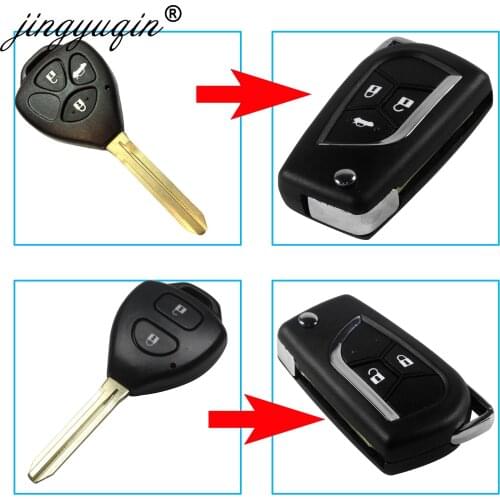 Jingyuqin 5pcs/lot New Modified 2/3 button Remote Flip folding Key Fob Shell Case for toyota camry/corolla/prado TOY43 blade