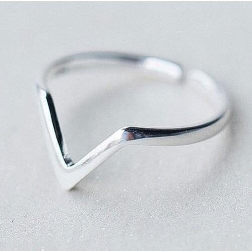 Geometric Wave Letter V Adjustable Ring Jewelry For Women Party Personality Accessories
